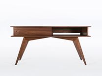 Modern Entry Table With Storage, Narrow Mid Century Style, Solid Walnut "Montecito" 6 small