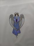 Guardian Angel In Iridescent Sky Blue Stained Glass- Sun Catcher 2 small