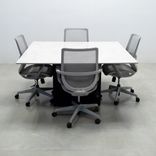 Square Shape Custom Conference Table, Engineered Stone Top - Aurora Meeting Table 2 small