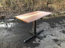 Live Edge Walnut And Steel Pedestal Table 1 small