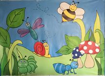Cartoon Garden Mural On Canvas 4.5' Tall By 6'Wide 1 small