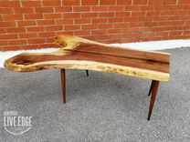 Walnut Live Edge Coffee Table- Mid Century- Tapered Legs- Organic- Modern- Rustic- Reclaimed 2 small