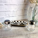 Courtly Salt & Pepper Shaker Black White Check Dish Buffalo Check Kitchen Decor 4 small
