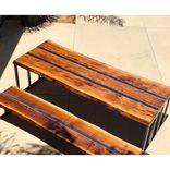 Figured Walnut And Steel Dining Table With Bench 6 small