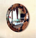 Eye-Catching Round Cherry Burl Wall Mirror - 28.5” 1 small