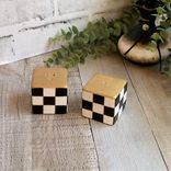 Elegant Check Ceramic Salt & Pepper Shakers Black & White Buffalo Check Decor 3 small