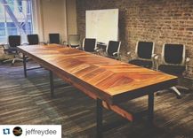 Reclaimed Wood Custom Chevron Table With Industrial Metal Legs 1 small