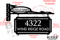 24in Sign Hanger With Address Plate. Personalized With Your Address. Driveway Sign. 3 small