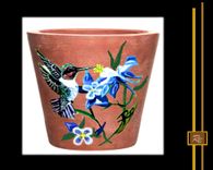 Painted Flower Pot, Bird, Custom, Hand Painted, Flower Pot, Pottery, Eight Anniversary, 8th, 3 small