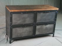 Modern Industrial File Cabinet - Reclaimed Wood - Distressed Steel - Filing. Printer Stand. 3 small