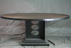Industrial Reclaimed Wood Round Dining Table. Conference Table. Urban Style. Office Furniture. 1 small