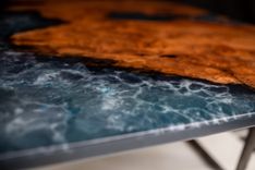 Redwood And Blue Epoxy Coffee Table With Powder Coated Steel Base 4 small