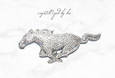 Ford Mustang Pony Crystallized Car Emblem Bling Genuine European Crystals Bedazzled 3 small