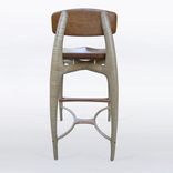 Modern Wood Bar Stool, Counter Stool, Hand Carved Seat And Legs In Cherry And Curly Maple "Sea Ray 5 small