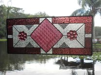 Antique Stained Glass Window Panel, Eapg Depression Glass Stained Glass Plate 3 small