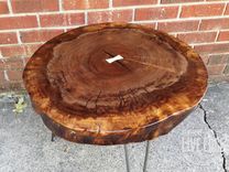 Round Live Edge Coffee Table- Claro Walnut- Dark Wood- Coffee Table- Mid Century- Tree Slice- Log 6 small