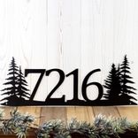 Metal House Number Sign with Pine Trees, 4 Digit 1 small