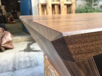 Trapezoid Walnut Coffee Table. Solid Wood 3 small