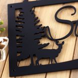 Personalized Rectangular Metal Family Name Plaque with Doe Deer, Script Lettering 5 small
