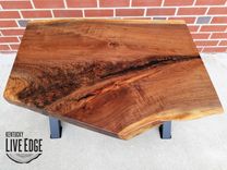 Live Edge Coffee Table- Black Walnut- X Style Steel Legs- Black- Industrial- Modern- Rustic 5 small