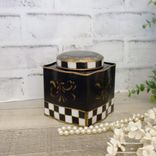 Courtly Vanity Storage Checked Cotton Ball Jar Checked Tea Tin 3 small