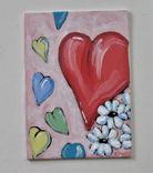 Original Pink Heart Acrylic Painting, 5" X 7", Heart Art On Canvas Board 3 small