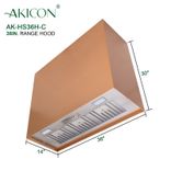 Akicon 36" Stainless Steel Range Hood, Modern Box Kitchen Hood With Powerful Vent Motor, Wall Mount 3 small
