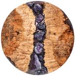 Maple Burl + Amethyst Crystal Enchanted River 18" Round Wall Art 2 small