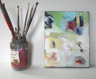 Original Acrylic Abstract Painting, 8" X 10", Small Stretched Canvas Art 1 small