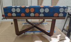 Walnut And Upholstery Ottoman 1 small
