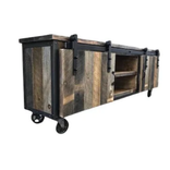 Rustic Industrial Barn Board Media Stand / Tv / Entertainment Stand W/ Sliding Doors 1 small