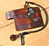 Handmade Leather Biker Wallet Vegetable Tanned The Mandalorian Brown 4 small
