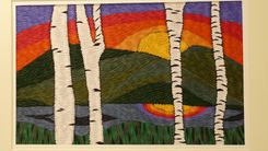 Ooak Quilled Landscape: Birches At Sunset 2 small