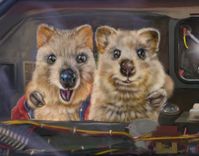 Quokkas Riding Back To Future In Delorian Fine Art Print On Paper 2 small