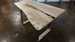 Live Edge Ambrosia Maple Desk With Brushed Steel Legs 4 small