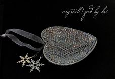 Crystallized Heart Snowflake Love Marriage Ornament Bling Genuine European Crystals Bedazzled 3 small