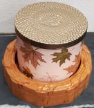 Wooden 3-Wick Candle Holder Wreath - Wreath Carving Wooden Candle Holder - Round Pillar Candleholder 1 small