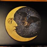 Bat And Moon Handmade Glass Art With Display Stand Optional Wall Hanger Man In The Moon 5 small