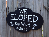 We Eloped Rustic Wedding Sign, Palm Tree Beach Wedding Decor 3 small