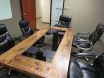 Walnut Steel And Glass Conference Table 1 small