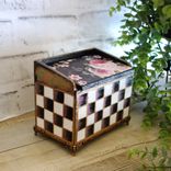 Hand Painted Whimsy Checks Pink Rose Decor Keepsake Box 3 small