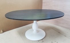 Oval Dining Room Table With Turned Base Pedestal Banquette 1 small
