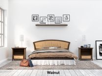 Headboard Queen Bed Cherry And Maple, Art Deco, Modern, Curvy Inlay, King, 5 small