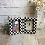 Hand Painted Checks Picture Frame Clock Whimsical Check Decor Buffalo Check 5 small