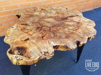Coffee Table- Live Edge- Oyster Shape- Tree Stump- Industrial- Modern- Natural Wood- Round Table 5 small
