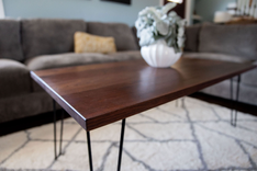 Walnut Coffee Table With Metal Legs, Modern Coffee Table, Farmhouse Coffee Table, Cocktail Table 1 small