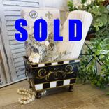 Courtly Towel Caddy Black And White Check Vanity Storage Bin 1 small