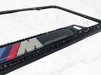 Bmw License Frame European Crystals M Power Crystallized Bling Slim Plate Jet Black Bedazzled 2 small