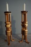 Art Deco Wood Candle Holders 3 small