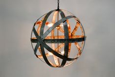 Wine Barrel Ring Chandelier - Colossus - Made From Retired California Wine Barrel Rings 6 small